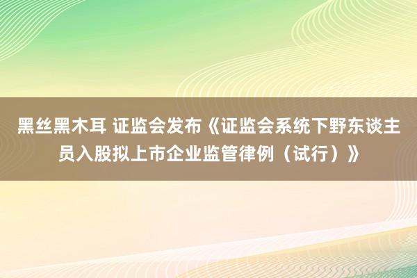 黑丝黑木耳 证监会发布《证监会系统下野东谈主员入股拟上市企业监管律例（试行）》