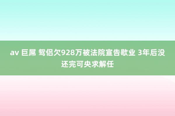 av 巨屌 鸳侣欠928万被法院宣告歇业 3年后没还完可央求解任