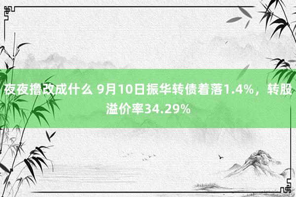 夜夜撸改成什么 9月10日振华转债着落1.4%，转股溢价率34.29%