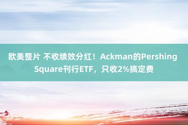 欧美整片 不收绩效分红！Ackman的Pershing Square刊行ETF，只收2%搞定费