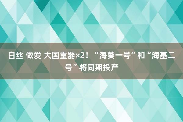 白丝 做爱 大国重器×2！“海葵一号”和“海基二号”将同期投产