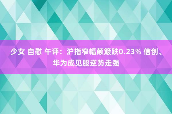 少女 自慰 午评：沪指窄幅颠簸跌0.23% 信创、华为成见股逆势走强