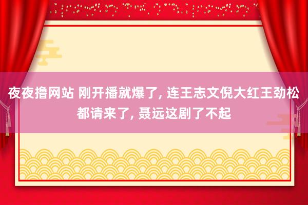 夜夜撸网站 刚开播就爆了， 连王志文倪大红王劲松都请来了， 聂远这剧了不起