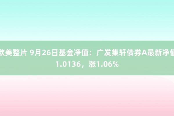 欧美整片 9月26日基金净值：广发集轩债券A最新净值1.0136，涨1.06%