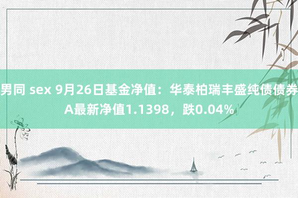 男同 sex 9月26日基金净值：华泰柏瑞丰盛纯债债券A最新净值1.1398，跌0.04%