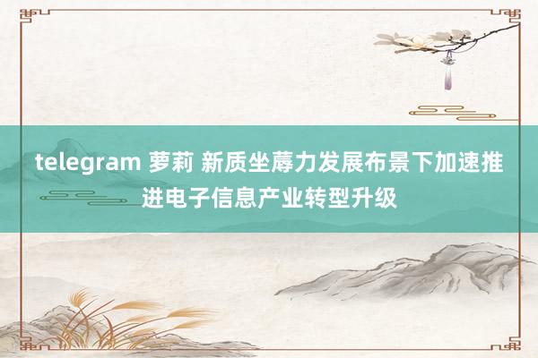 telegram 萝莉 新质坐蓐力发展布景下加速推进电子信息产业转型升级