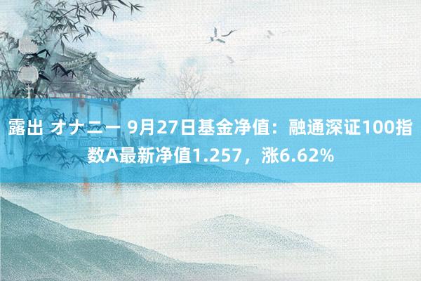 露出 オナニー 9月27日基金净值：融通深证100指数A最新净值1.257，涨6.62%