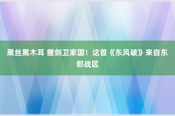 黑丝黑木耳 握剑卫家国！这首《东风破》来自东部战区