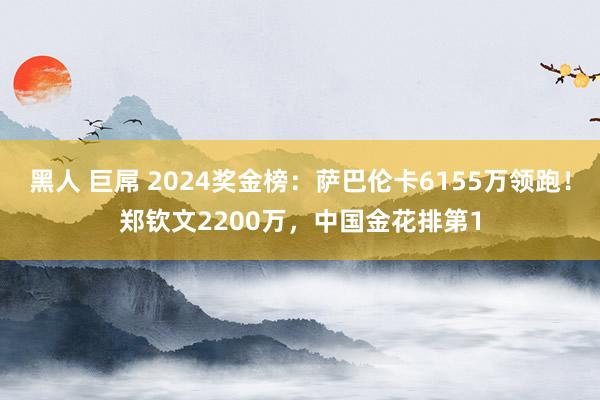 黑人 巨屌 2024奖金榜：萨巴伦卡6155万领跑！郑钦文2200万，中国金花排第1