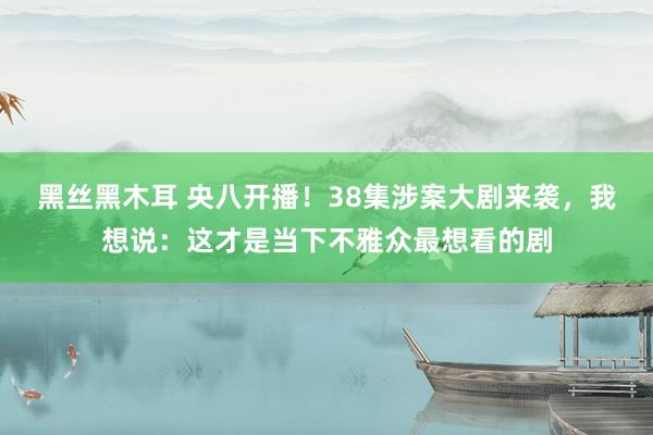 黑丝黑木耳 央八开播！38集涉案大剧来袭，我想说：这才是当下不雅众最想看的剧