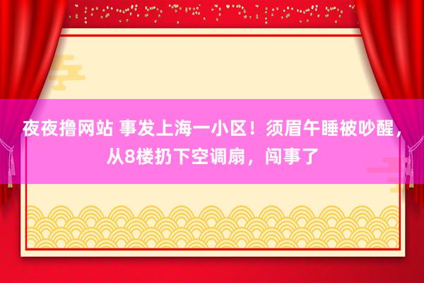 夜夜撸网站 事发上海一小区！须眉午睡被吵醒，从8楼扔下空调扇，闯事了