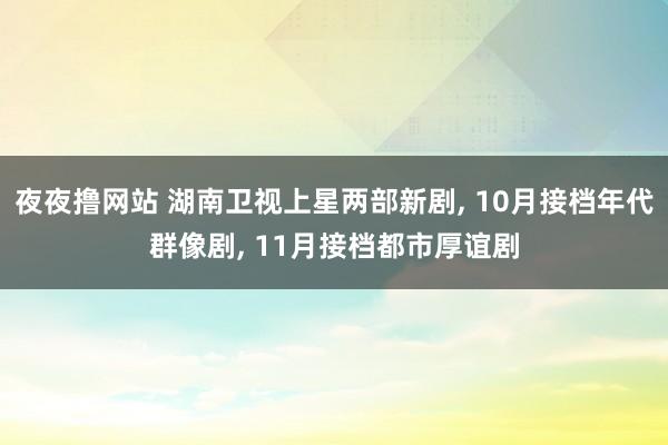 夜夜撸网站 湖南卫视上星两部新剧， 10月接档年代群像剧， 11月接档都市厚谊剧