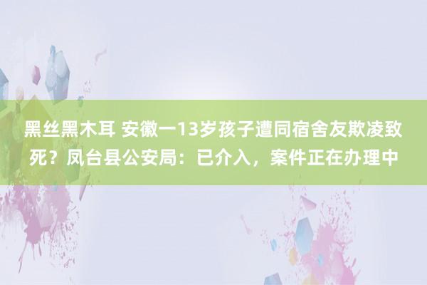 黑丝黑木耳 安徽一13岁孩子遭同宿舍友欺凌致死？凤台县公安局：已介入，案件正在办理中