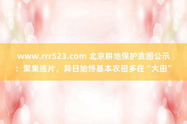 www.rrr523.com 北京耕地保护贪图公示：聚集连片，异日始终基本农田多在“大田”