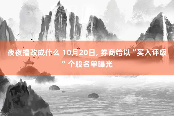 夜夜撸改成什么 10月20日， 券商给以“买入评级”个股名单曝光