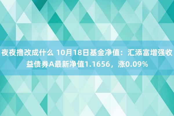 夜夜撸改成什么 10月18日基金净值：汇添富增强收益债券A最新净值1.1656，涨0.09%