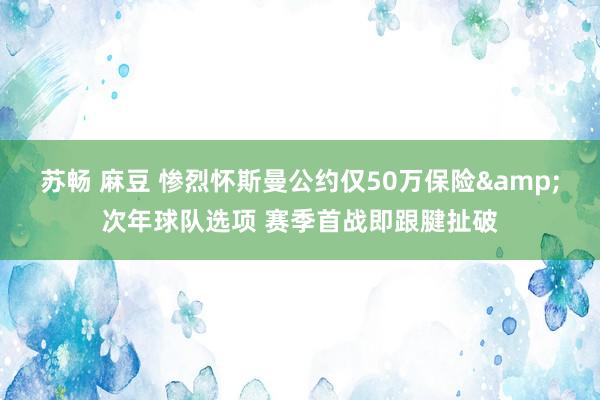 苏畅 麻豆 惨烈怀斯曼公约仅50万保险&次年球队选项 赛季首战即跟腱扯破