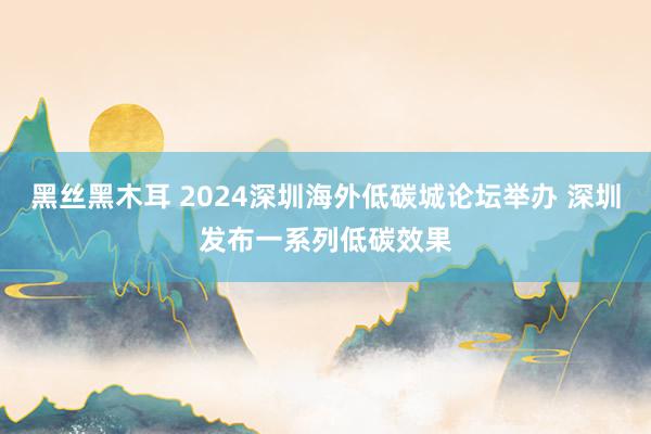 黑丝黑木耳 2024深圳海外低碳城论坛举办 深圳发布一系列低碳效果