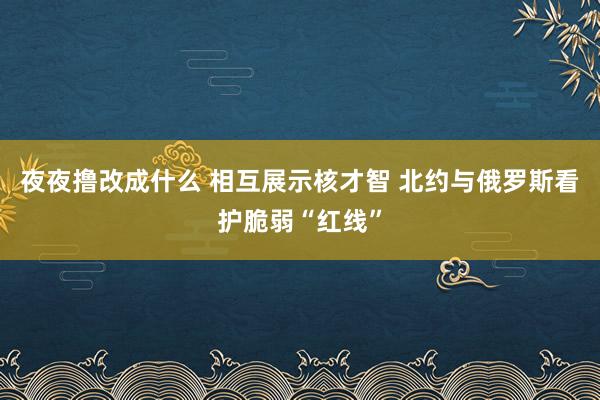 夜夜撸改成什么 相互展示核才智 北约与俄罗斯看护脆弱“红线”