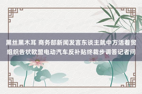 黑丝黑木耳 商务部新闻发言东谈主就中方活着贸组织告状欧盟电动汽车反补贴终裁步调答记者问