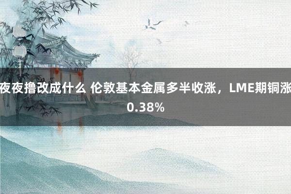 夜夜撸改成什么 伦敦基本金属多半收涨，LME期铜涨0.38%