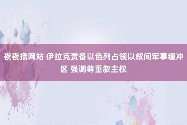 夜夜撸网站 伊拉克责备以色列占领以叙间军事缓冲区 强调尊重叙主权