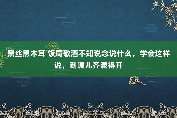 黑丝黑木耳 饭局敬酒不知说念说什么，学会这样说，到哪儿齐混得开