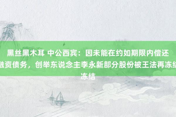 黑丝黑木耳 中公西宾：因未能在约如期限内偿还融资债务，创举东说念主李永新部分股份被王法再冻结