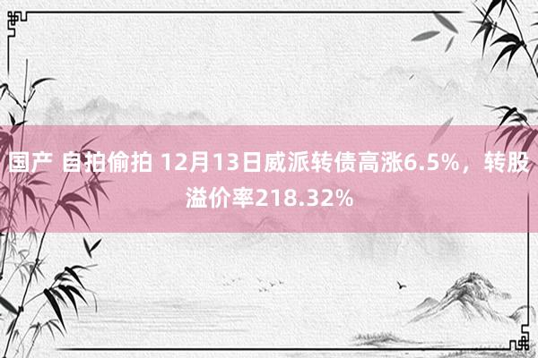 国产 自拍偷拍 12月13日威派转债高涨6.5%，转股溢价率218.32%