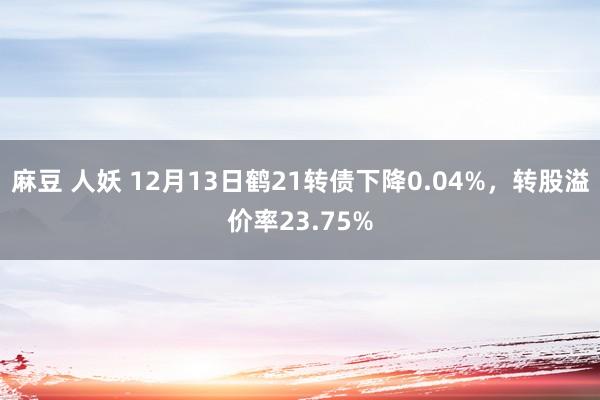 麻豆 人妖 12月13日鹤21转债下降0.04%，转股溢价率23.75%