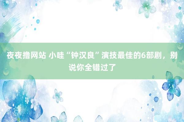 夜夜撸网站 小哇“钟汉良”演技最佳的6部剧，别说你全错过了