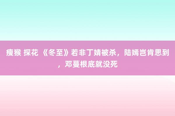 瘦猴 探花 《冬至》若非丁婧被杀，陆嫣岂肯思到，邓蔓根底就没死