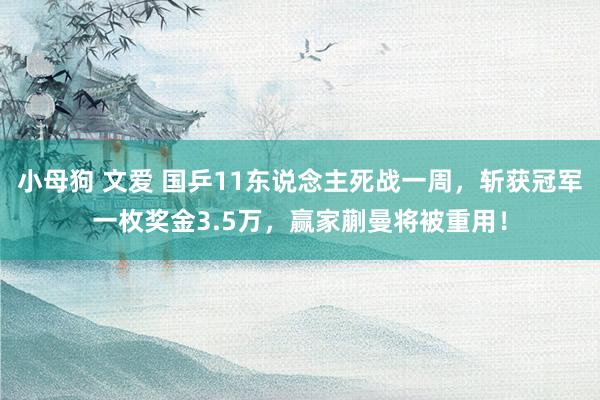 小母狗 文爱 国乒11东说念主死战一周，斩获冠军一枚奖金3.5万，赢家蒯曼将被重用！