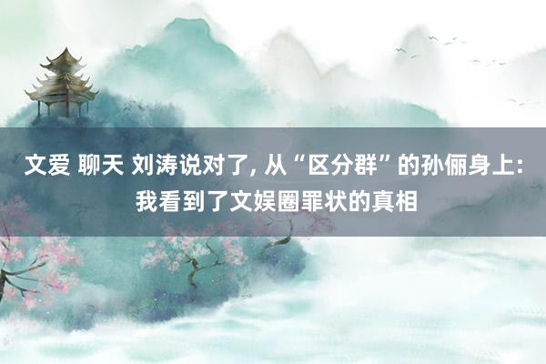 文爱 聊天 刘涛说对了， 从“区分群”的孙俪身上: 我看到了文娱圈罪状的真相